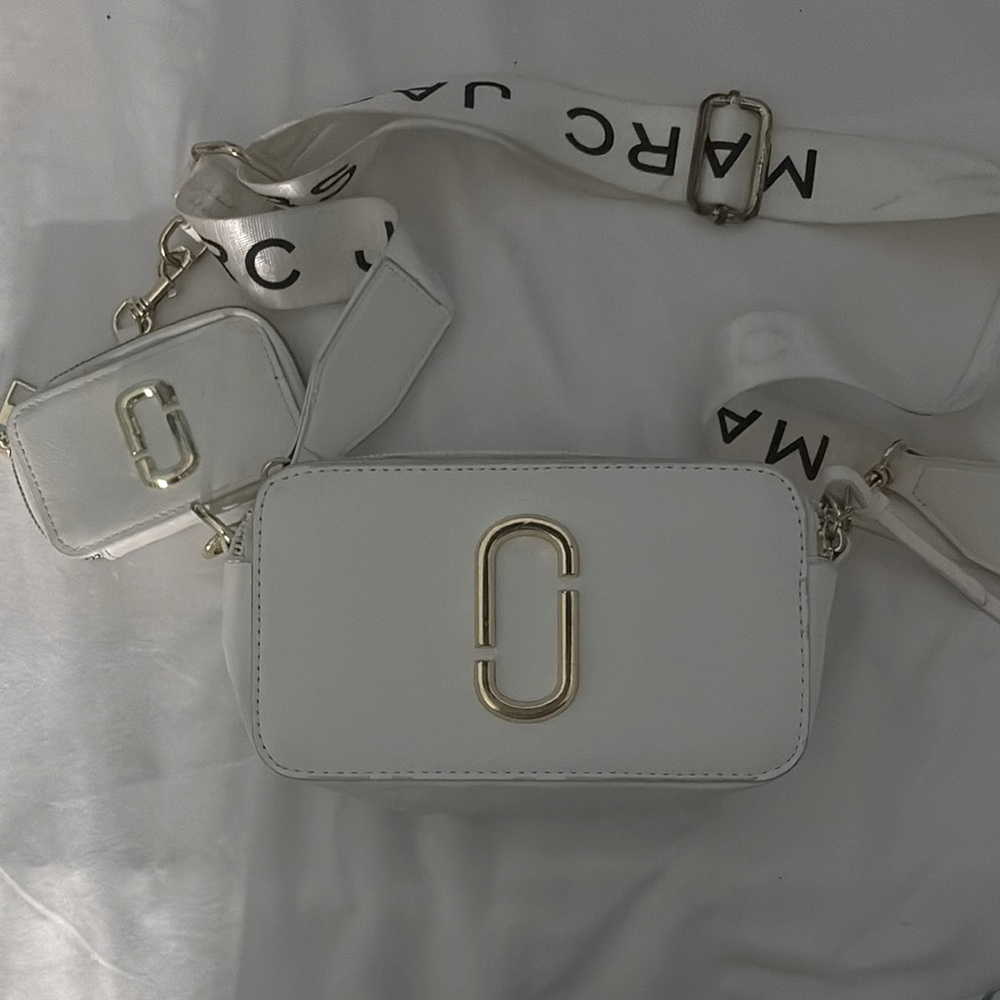 Marc Jacobs White Crossbody Bag with Gold Accents
